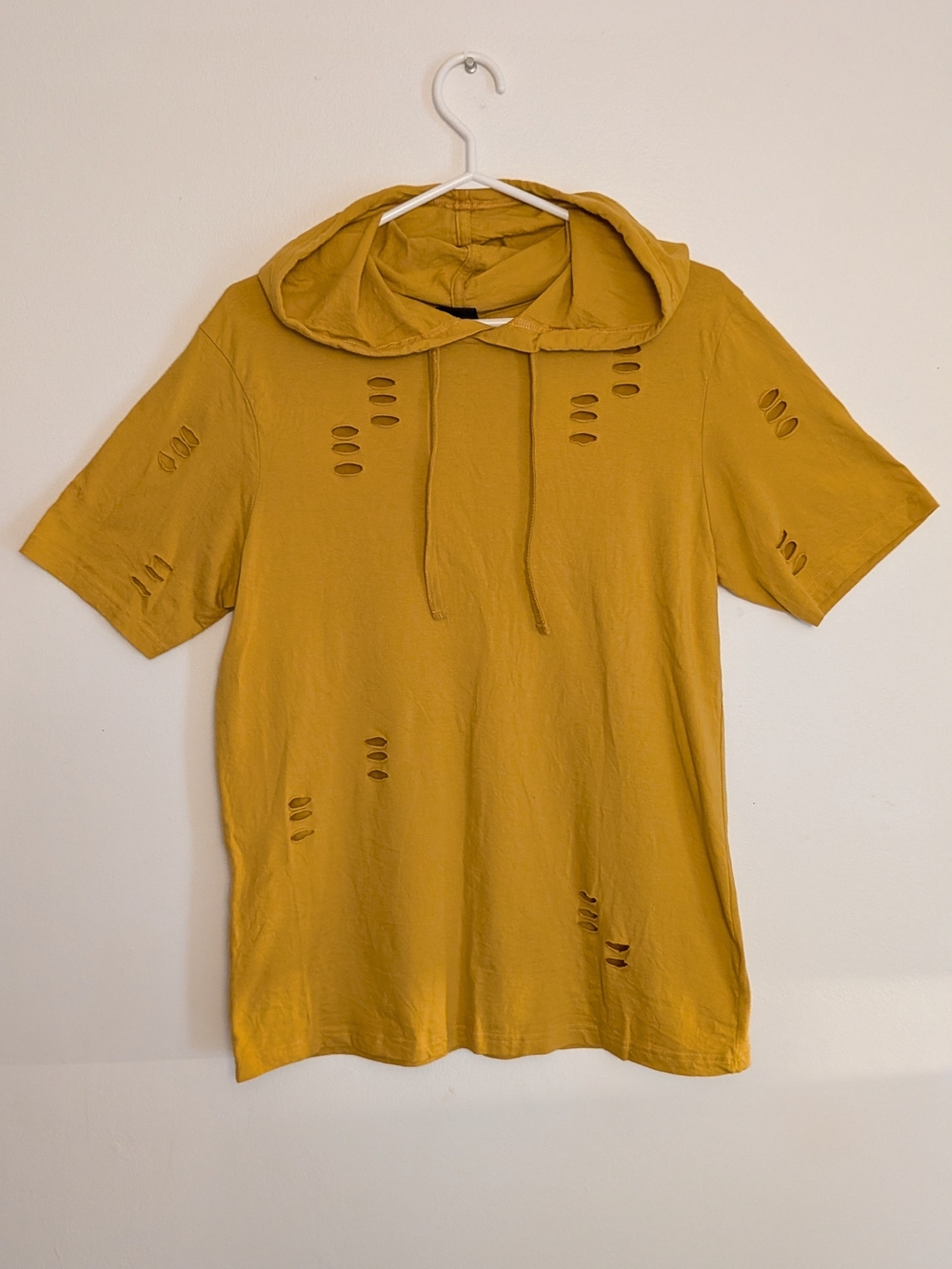 Urban ID Mustard Yellow Distressed style Short-Sleeve Hoodie